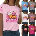 thumbnail image 5 of YDFCWXW Women's Shirts Pink Halloween Ghost T-Shirt Pink Ribbon Tee (Blue, 3XL), 5 of 7
