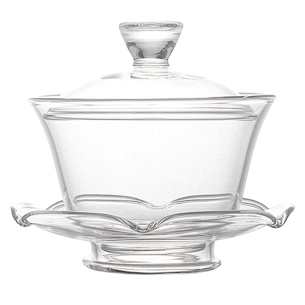 1 juego de taza de té con tapa y platillo de vidrio transparente para té Kung Fu