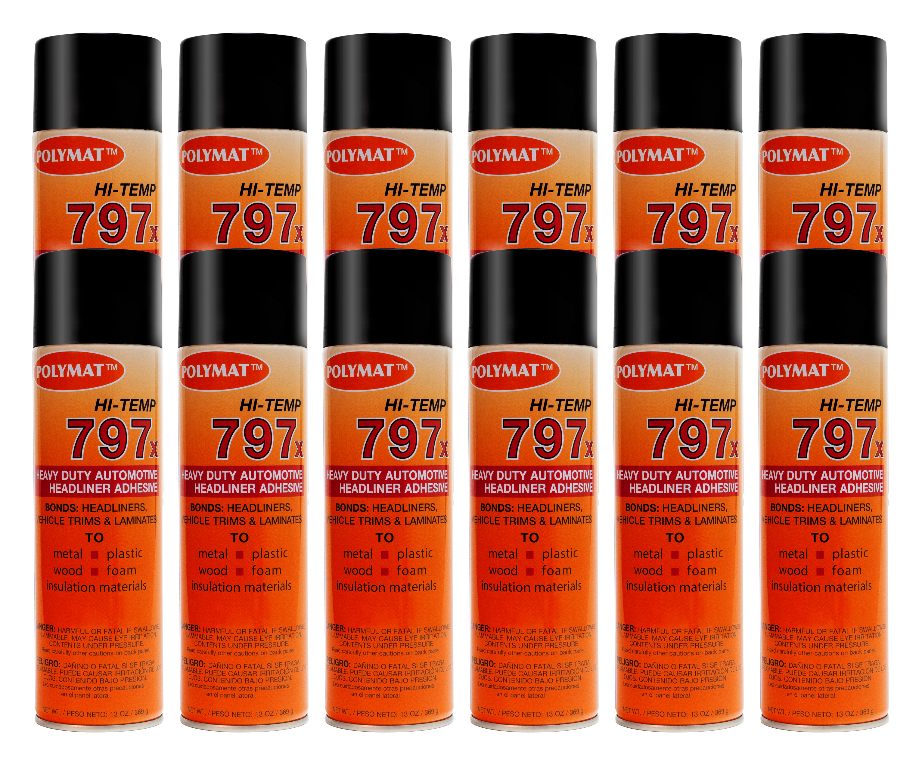 QTY12 Polymat 797 Hi-Temp LIMO/PLANE Adhesive Spray Glue Heat & Water  Resistant 