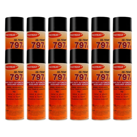 QTY12 Polymat 797 Hi-Temp LIMO/PLANE Adhesive Spray Glue Heat & Water Resistant