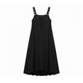 thumbnail image 4 of Women's Plus Size Overall Midi Dress, Casual Loose Sleeveless Button Strap Beach Dress, Summer Vacation Flowy Sundress for Curvy Women XL-5XL, 4 of 7