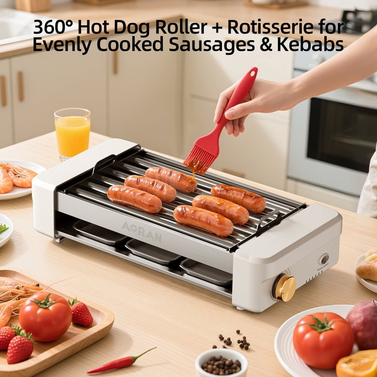 AORAN KITCHEN Indoor Sausage Grill, Home 6-Tube Hot Dog Machine