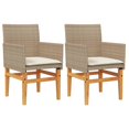 thumbnail image 1 of Sillas de patio VidaXL, color beige, poliratán y madera de acacia, 2 unidades, 1 of 9