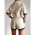thumbnail image 3 of Cenuakty Women Summer Two Piece Outfits Sets Short Sleeve Shirt Tops Drawstring Shorts Sets, 3 of 5