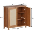 thumbnail image 2 of Farmhouse Rattan Buffet Cabinet with Storage & Adjustable Shelves, 34.3" Kitchen Sideboard Console Table for Living Room Dining Room Entryway Dark Oak, 2 of 7