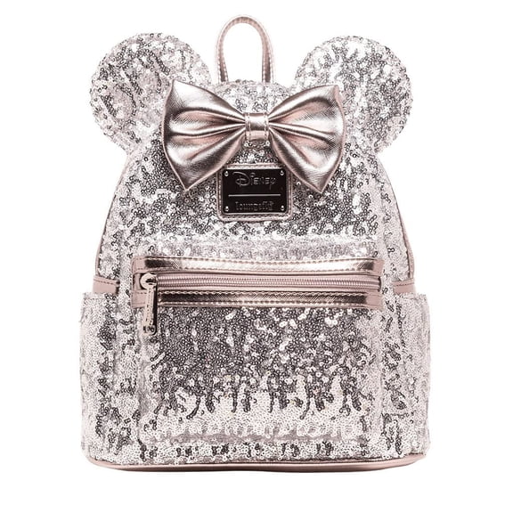 Loungefly Disney Minnie Mouse Silver Sequin Mini Backpack