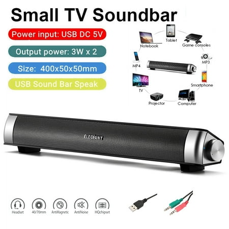 Soundbar, ELEGIANT 360 Stereo USB Power Sound Bar Multi-Media Soundbar Speaker with LED Monitor for Computer Desktop PC Notebook