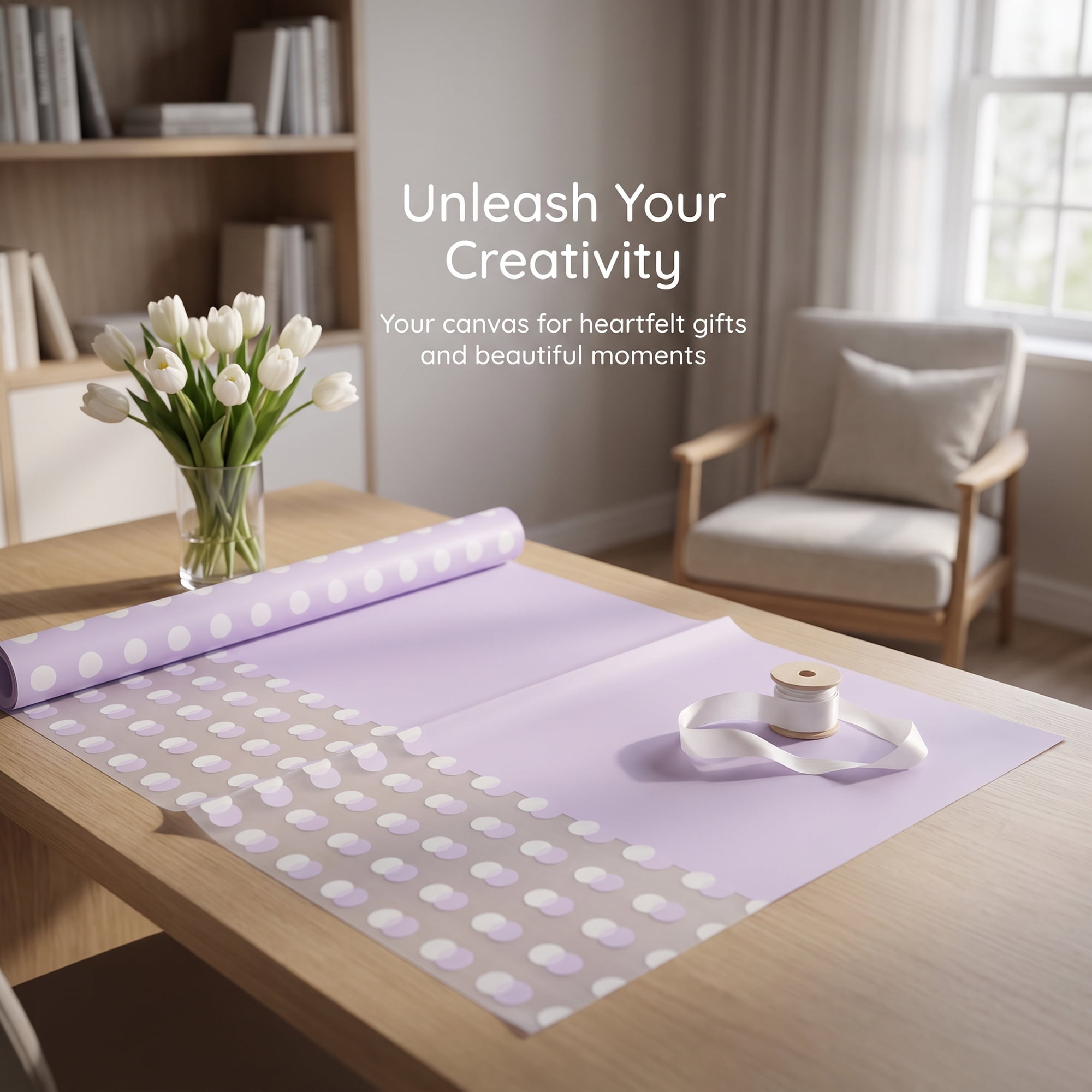 Unique Bargains Polka Dot Waterproof Flower Wrapping Paper Sheets Purple 22.4"x 22.4"