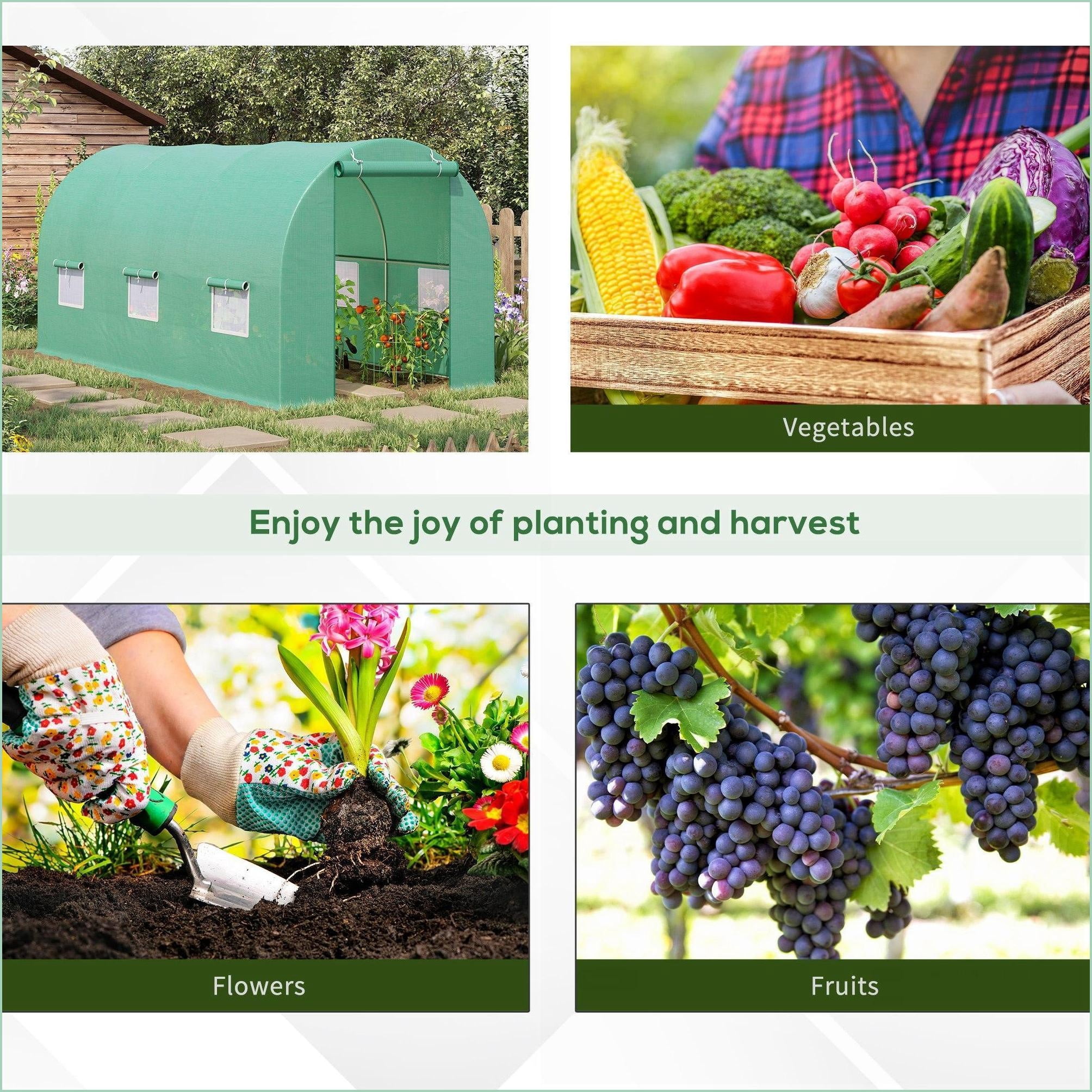 Walk-in Greenhouse | Invernadero | 15' x 6' x 7' Backyard Growing House with Door Vent | Forest Green | Steel