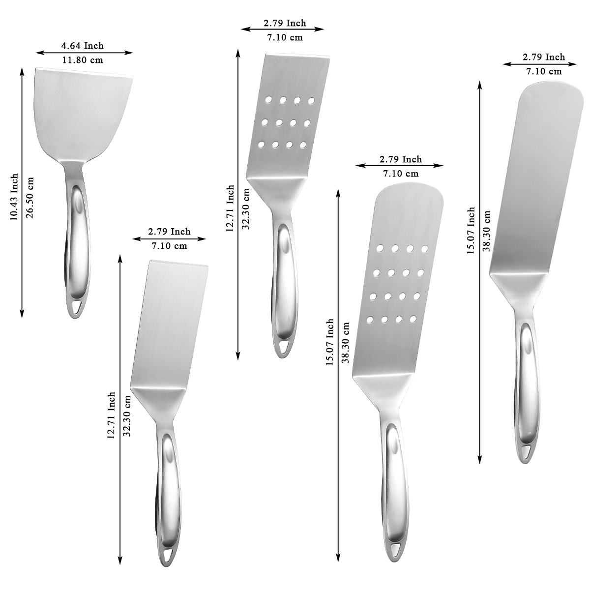 ReaNea Silver Barbecue Set of 5 Stainless Steel Grill Tool Set for All Grill Types and Dishwasher Safe