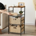 thumbnail image 5 of VECELO 4 Tier End Table with Mesh Shelves, Industrial Style Bedside Table with 2 Wicker Storage Baske for Living Room Bedroom Kitchen, Stable Metal Frame, Easy Assembly, Brown, 5 of 10