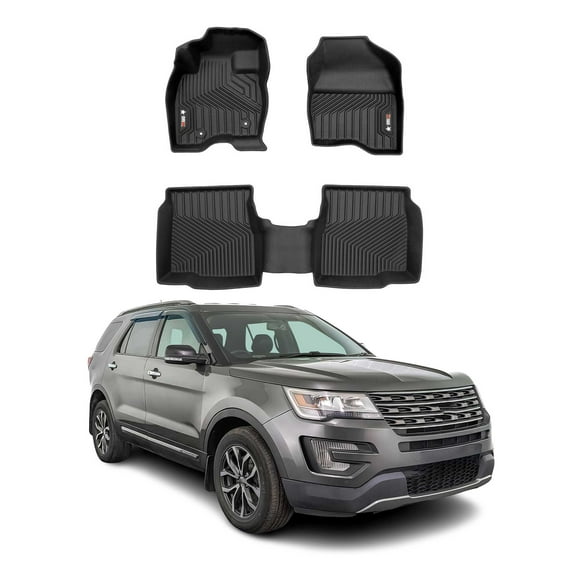 OMAC Premium Floor Mats for Ford Explorer 2016-2019 All-Weather Heavy Duty Black