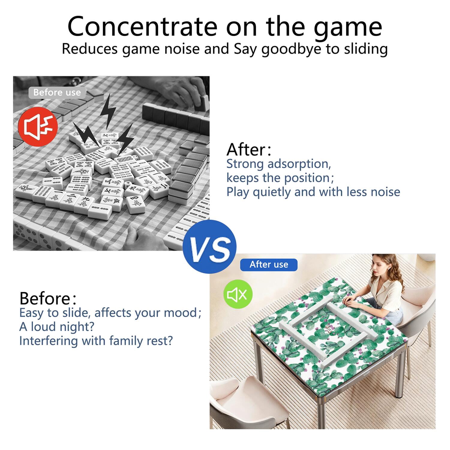 Botanical Pattern Mahjong Mat 31.5x31.5 Inches Crafted from Premium Rubber with Anti-Slip Grip Surface and Noise Dampening Features for Tiles Cards Games