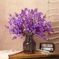 thumbnail image 2 of Purple Artificial Flowers Babys Breath Fabric Cloth Bouquet Bulk Faux Gypsophila Flowers Real Touch Silk Flower Decor for Home Kitchen Restaurant Centerpieces Wedding Fall Partya Decoration, 2 of 5
