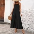 thumbnail image 4 of JULMCOMO Jumpsuits for Women Scoop Neck Adjustable Spaghetti Strap Loose Fit Summer Romper Low Back Sleeveless Wide Leg Flowy Jumpsuits Black XL, 4 of 7