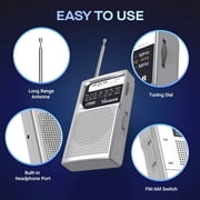 Vondior NOAA Weather Radio, Emergency AM/FM, Best Reception Long Lasting Transistor, 1.1 H, Silver