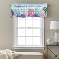 thumbnail image 3 of Summer Ocean Valance Curtain for Windows Welcome to Life Color Coral Shell Gradient Blue Rod Pocket Curtain Valances Short Window Treatments Panels for Kitchen Bathroom Laundry Basement 60 x 18 Inch, 3 of 9