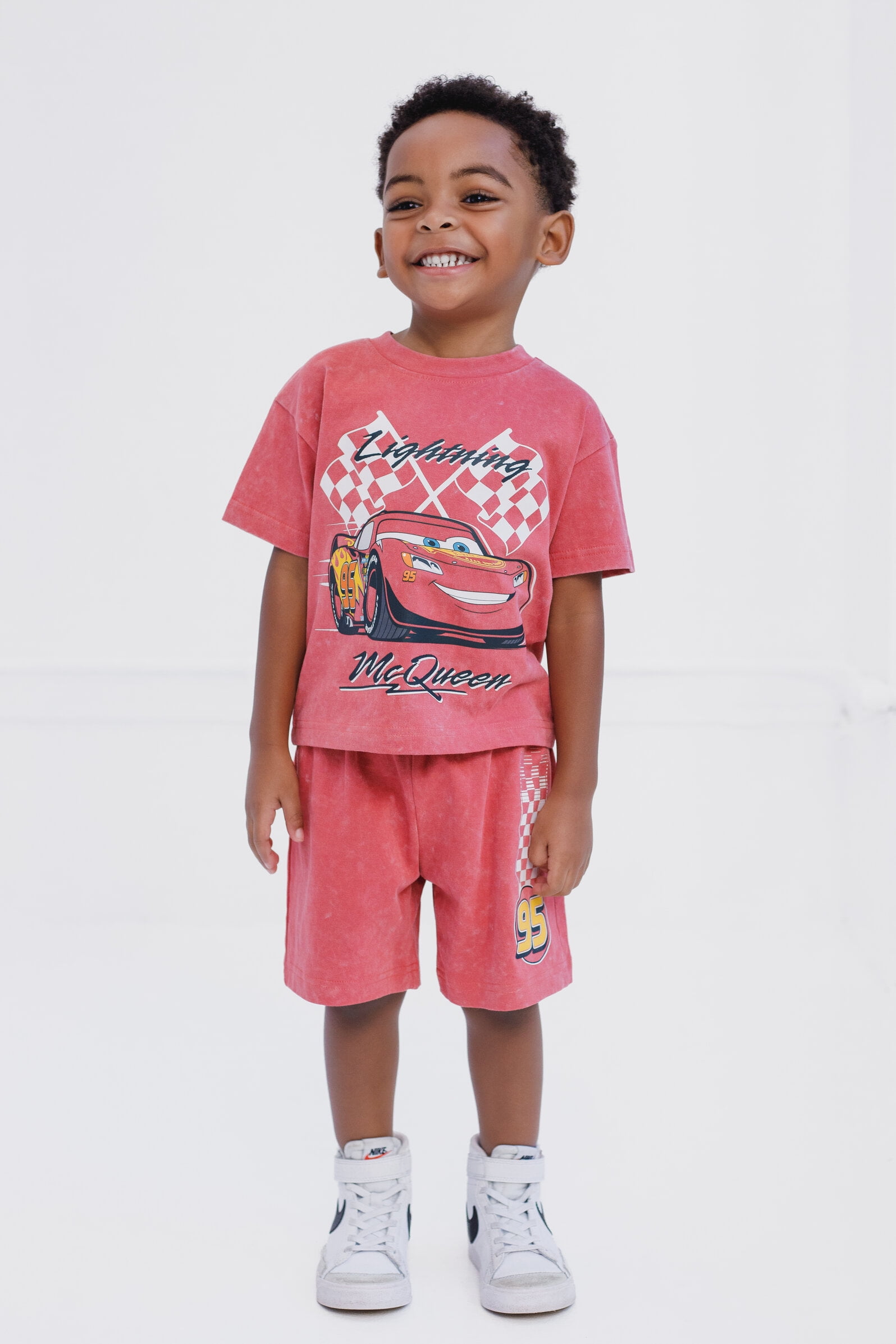 Disney Cars Little Boys' 2-Piece T-Shirt and Shorts Set Mineral Red McQueen