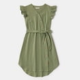 thumbnail image 2 of PatPat Family Matching Dresses Green Toddler Girl 2T 100% Cotton Solid Flutter-sleeve Matching Green/Pink/Army green Midi Dress, Girl Dresses, 2 of 9