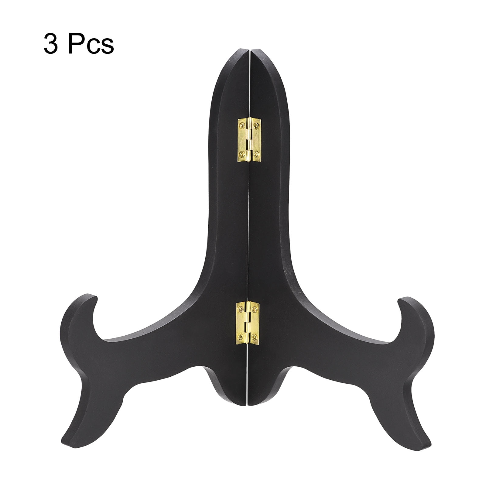Uxcell 8" Easel Plate Holder, Wooden Folding Display Stand Black for Picture Frame 3 Pack