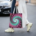 thumbnail image 2 of DouZhe Reusable Grocery Bags, Fractal Red Magenta Spiral Lightweight Polyester Canvas Cloth Tote Bag for Travle Gym Shopping School, 15" x 16", 2 of 7