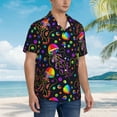 thumbnail image 3 of Wukai Rainbow Jellyfishes Men's Hawaiian Shirt Short Sleeve Casual Button Down Summer Beach Aloha Shirt Tropical Print Holiday Party, 3 of 8
