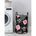 thumbnail image 3 of Modern Laundry Bag, Geometrical Abstract Forms Cactus Plant and Blossoming Spring Flowers, Basket with Handles Drawstring Closure for Laundromats, 13" x 19", Charcoal Grey Pink White, by Ambesonne, 3 of 4