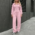 thumbnail image 4 of BRGZLK Women Sweatsuit Set 2 Piece Outfit Fall Winter Casual Long Sleeve Zip Up Slim Fit Hoodies Sweatshirt and Wide Leg Sweatpants Lounge Set for Daily Workout Outgoing Pink 2XL, 4 of 7