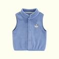thumbnail image 3 of Baby Lightweight Vest Girls Sleeveless Button down Fleece Jacket Bear Embroidery Collared Cute Toddler Boys Fall Clothing, Blue, 2 Years, 3 of 3