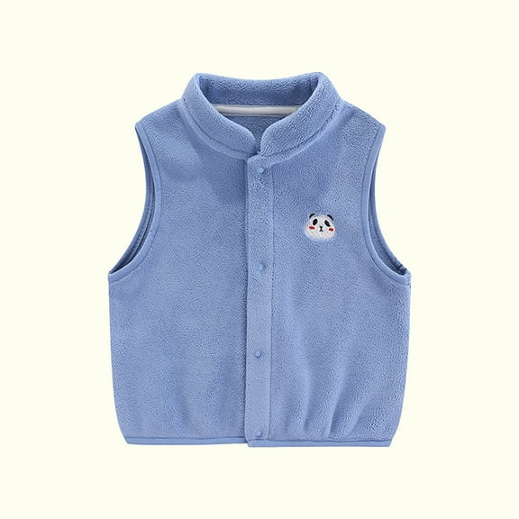 Fesfesfes Toddler Vest for Kids Winter Warm Vest Baby Boys Girls Solid Color Plush Outwear Casual Crewneck Keep Warm Vest