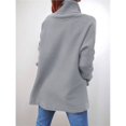 thumbnail image 4 of Suéteres de Cuello Alto de Gran Tamaño para Mujer, Larga de Murciélago, Dobladillo Abierto, Túnica, Suéter de Punto, Tops Gris XXL, 4 of 5