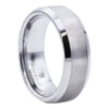 Brushed and Polished White Tungsten Carbide Men's Finish ring.