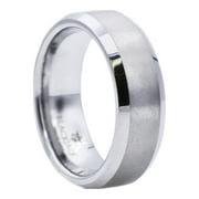 Brushed and Polished White Tungsten Carbide Men's Finish ring.