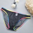 thumbnail image 2 of Sexy Men's Brief Underwear Mesh See-Through Underpants Low Rise U-Shaped Pouch Underwear Colorful Thong, 2 of 3