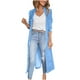thumbnail image 2 of Pntutb Mujeres Color Sólido Casual Manga Larga Bolsillo Media Longitud Cardigan Tops Dividir Tenedor Blusa Abrigo Liquidación Pntutb Pntutb-3642, 2 of 5