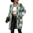 thumbnail image 1 of Avamo Haut pour Femmes avec Poche Cardigan à Carreaux Chandail Doux Ouvert Cardigans de Voyage Vert G, 1 of 1