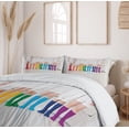 thumbnail image 6 of Ambesonne Colorful Duvet Cover Set, in Rainbow Socks, 2-Calking, Pale Taupe Multicolor, 6 of 7