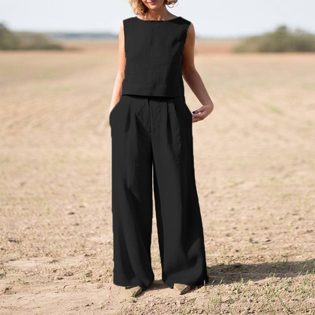 Conjunto de pantalones de 2 piezas para mujer conjunto informal de vacaciones con cremallera de color sólido para mujer Hugtrwg Para estrenar