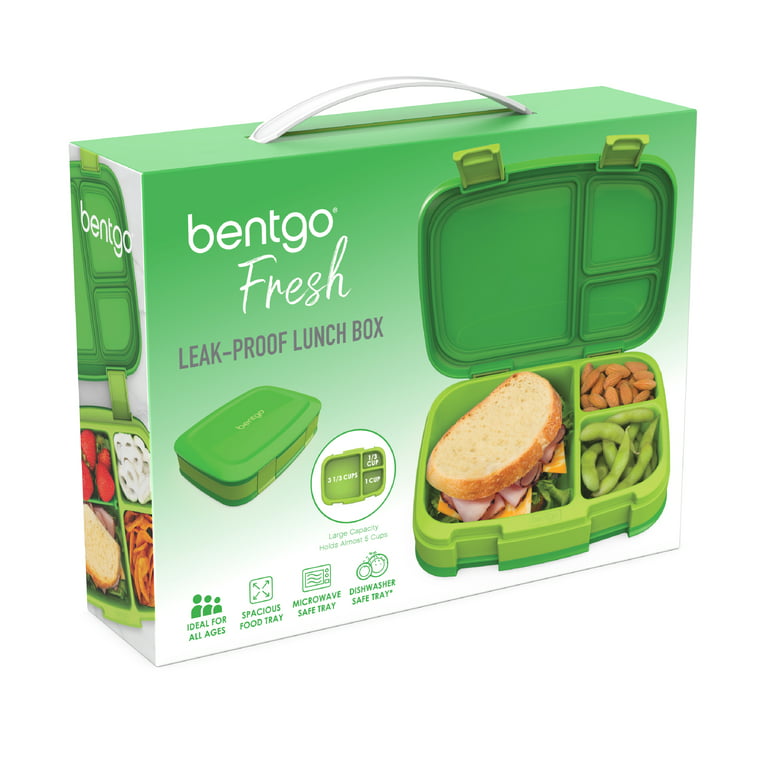 Bentgo Fresh – Leak-Proof, Versatile 4-Compartment Bento-Style Lunch Box  with Removable Divider, Portion-Controlled Meals for Teens and Adults  On-The-Go – BPA-Free, Food-Safe Materials (Green) 