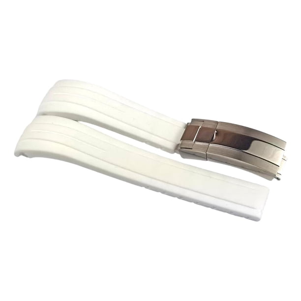 Correa de reloj de silicona, accesorios de reloj ajustables y ligeros con hebilla plegable Blanco