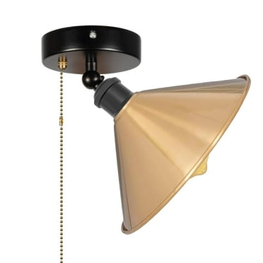FSLiving Ceiling Mount RV Adjustable Wall Light with Zipper Switch 12V Retro Gold RV Decorative Light Ceiling Light Hallway Light Fixtures, E26 E27 Industrial Style Semi Flush Mount for RV Camper