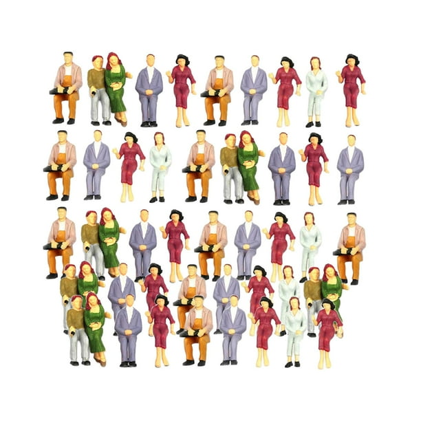 100 Piezas 1:75 a 1:200 Tren Personas Pintadas Modelo Yotijar Figuras de personas pintadas