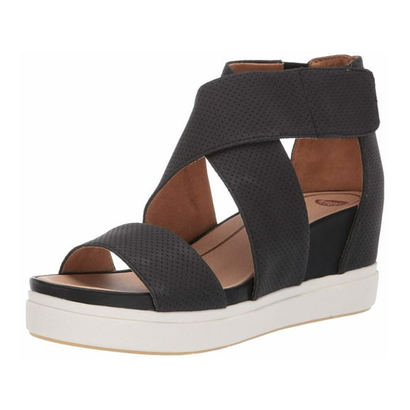 Dr. Scholl's Womens Sheena Faux Leather Ankle Strap Flatform Sandals