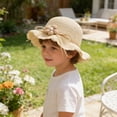 thumbnail image 4 of Hyknon Summer Straw Hat for Kids Girl, Floppy Wide Brim Summer Straw Hats with flower, Foldable UV Protection Cap with Floppy lace, Packable Beach Hats for Vacation Garden Pool Travel, White, 4 of 6