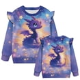 thumbnail image 5 of Garronmavis Black Dragon Toddler Girl Sweatshirt Stylish Stars Ruffle Long Sleeve Girls Top 6T Fashion Girls Pullover Crewneck Sweatshirt Warm Fall Winter Clothes for Outdoor Activities, 5 of 7