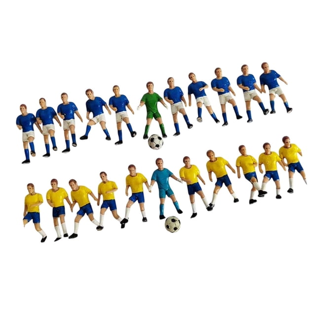 HILABEE 22 Pieces Miniature Soccer Player Toy Figures Mini Soccer Men Props Crafts Diorama Character Figures for Train Station Layout