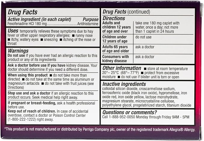 HealthA2Z® Fexofenadine Hydrochloride 180mg | Antihistamine for Allergy Relief | 24-Hour Allergy Medicine | 3 Tablets Each in (Pack of 24) | 72 Caplets Total | Value Pack