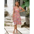 thumbnail image 2 of Vestido casual de verano Glamaker vestido midi con estampado floral escalonado, 2 of 4