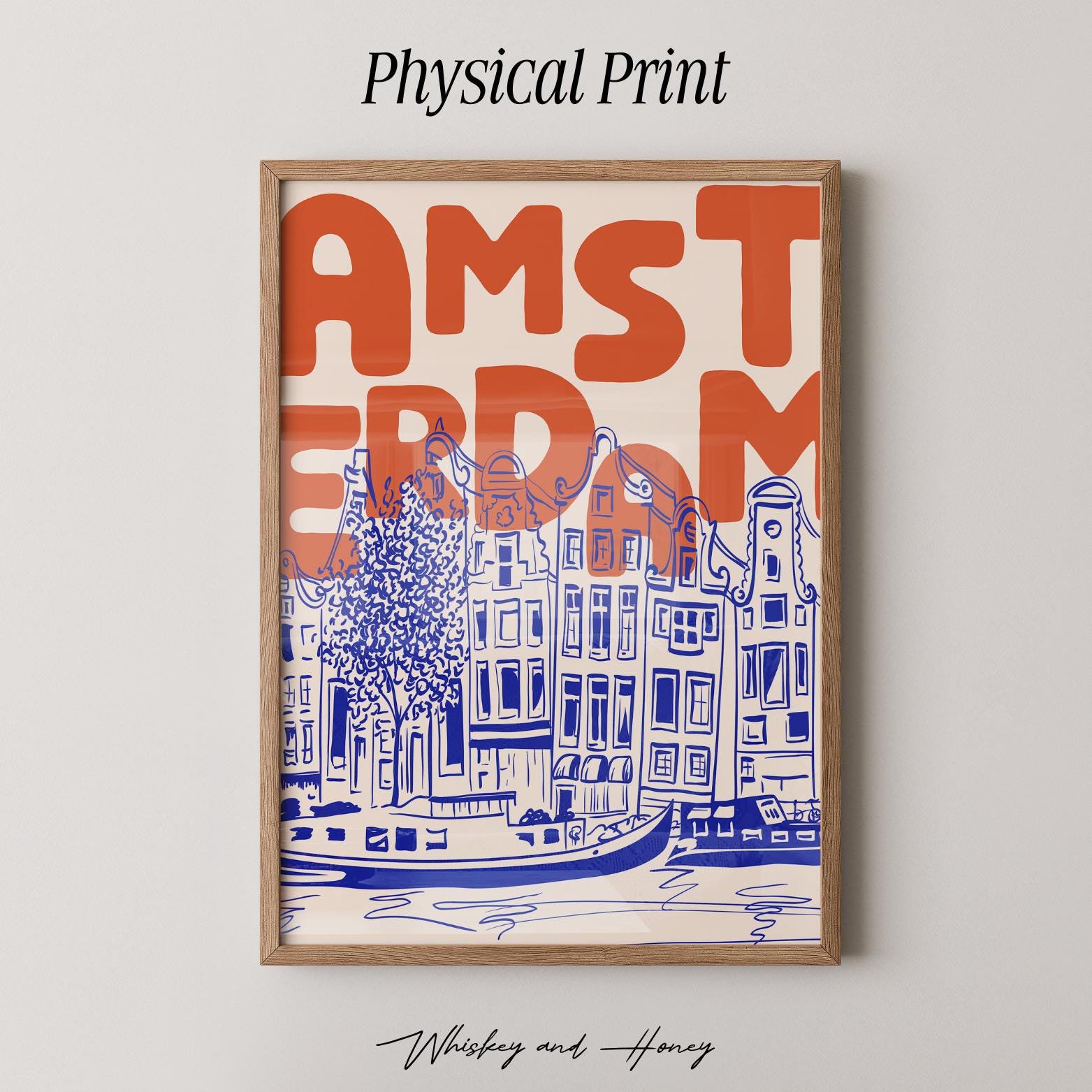 Amsterdam Poster MidCentury Travel Poster , Poster Print Only