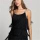 thumbnail image 4 of Qarigey Vestido de mujer sin mangas atado con empalme Club de viaje vestidos de Color sólido borlas escalonadas poliéster moda femenina Vestidos S Le noir, 4 of 6